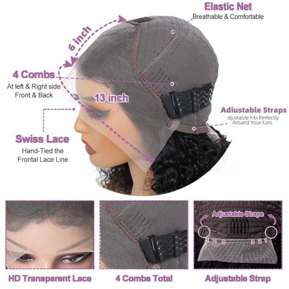 NIB - 30 inch 13x6 Lace Front Human Hair Pre Plucked 200 Density Body Wave Wig - Picture 2 of 10